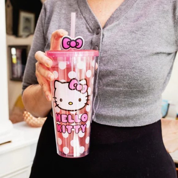 LAST ONE! SANRIO HELLO KITTY FACE CARNIVAL CUP WITH LID AND TOPPER STRAW - Picture 1 of 7